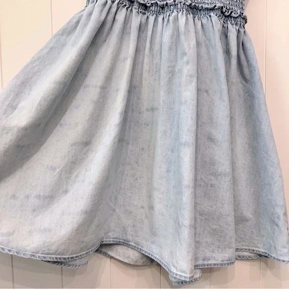 Free People Daphne Denim Babydoll Mini Dress Lace Up Back Size XS - Picture 3 of 13